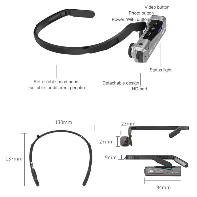 ORDRO EP7 4K Head-Mounted Auto Focus Live Video Smart Sports Camera, Without Remote Control, With Remote Control ORDRO EP7 4K Head-Mounted Auto Focus Live Video Smart Sports Camera, Without Remote Control, With Remote Control